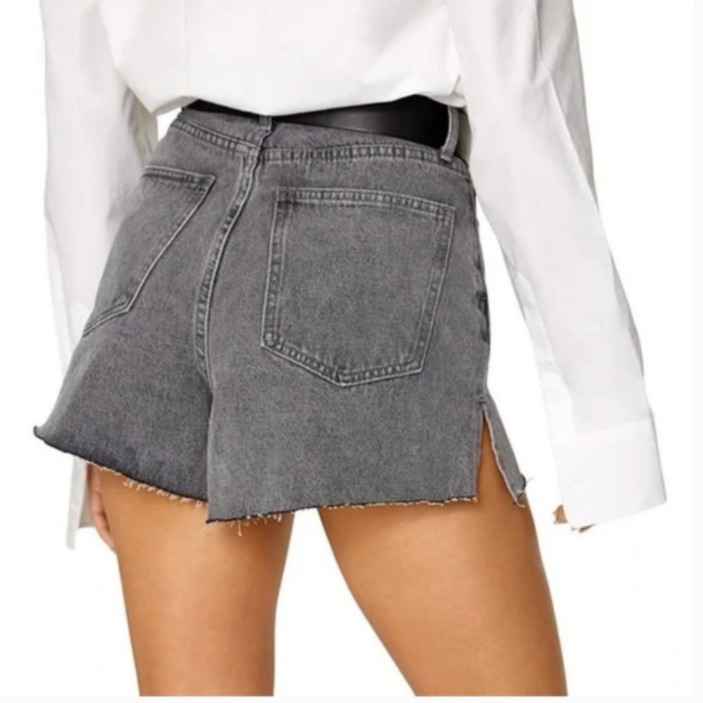 NWT WeWoreWhat The Boyfriend Shorts Rigid Denim High Waist Side Slit